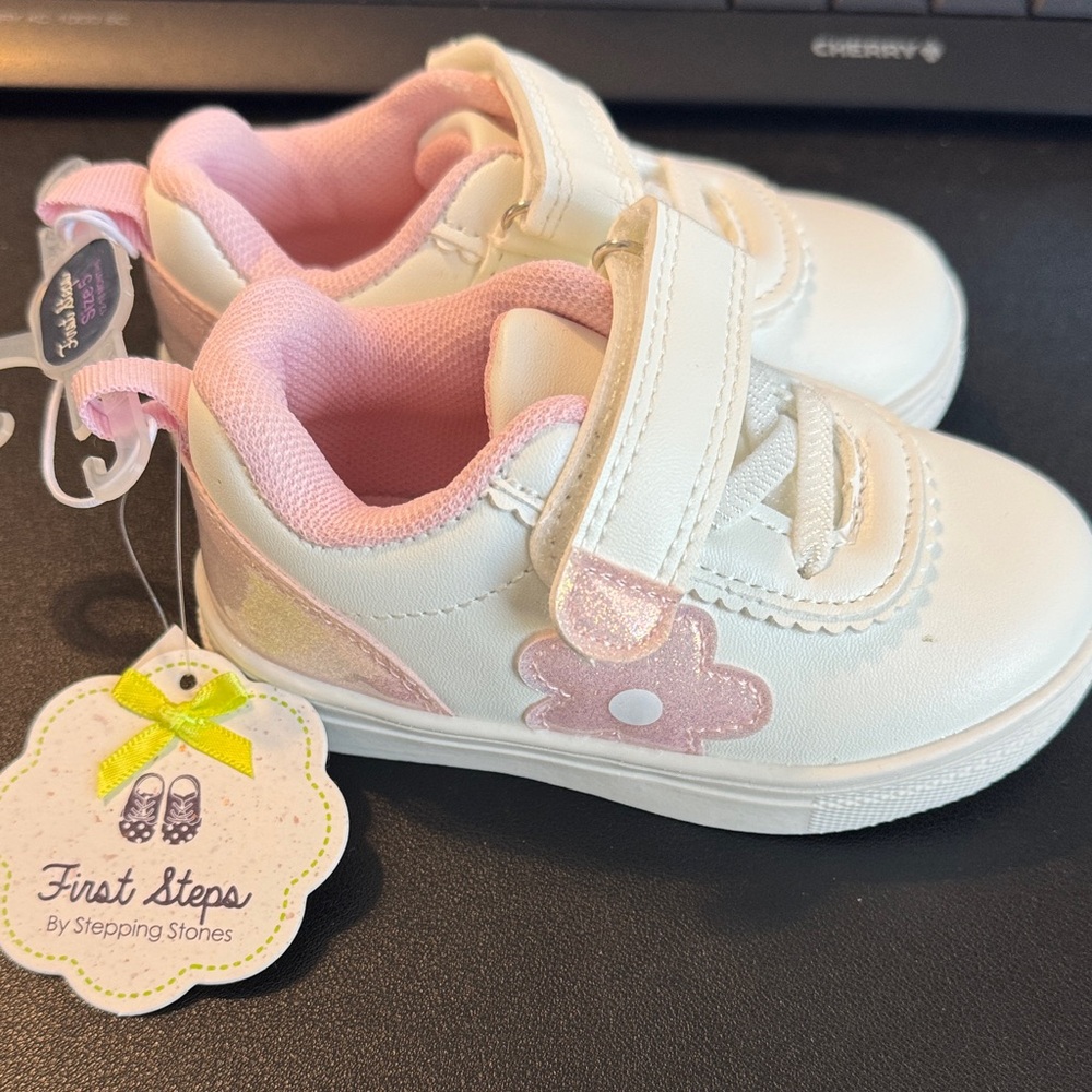 NWT- First Steps Kids Sneakers - White and Pink